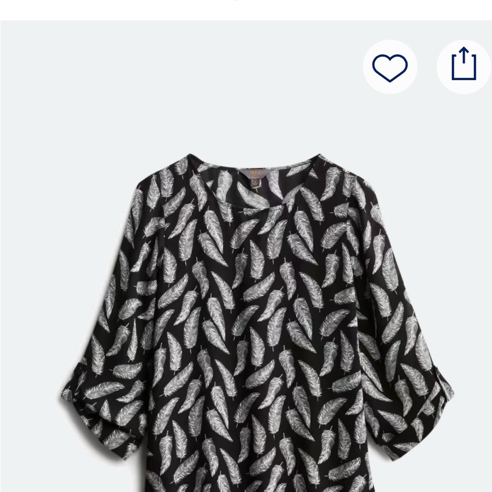 Black and White Feather Print Blouse
